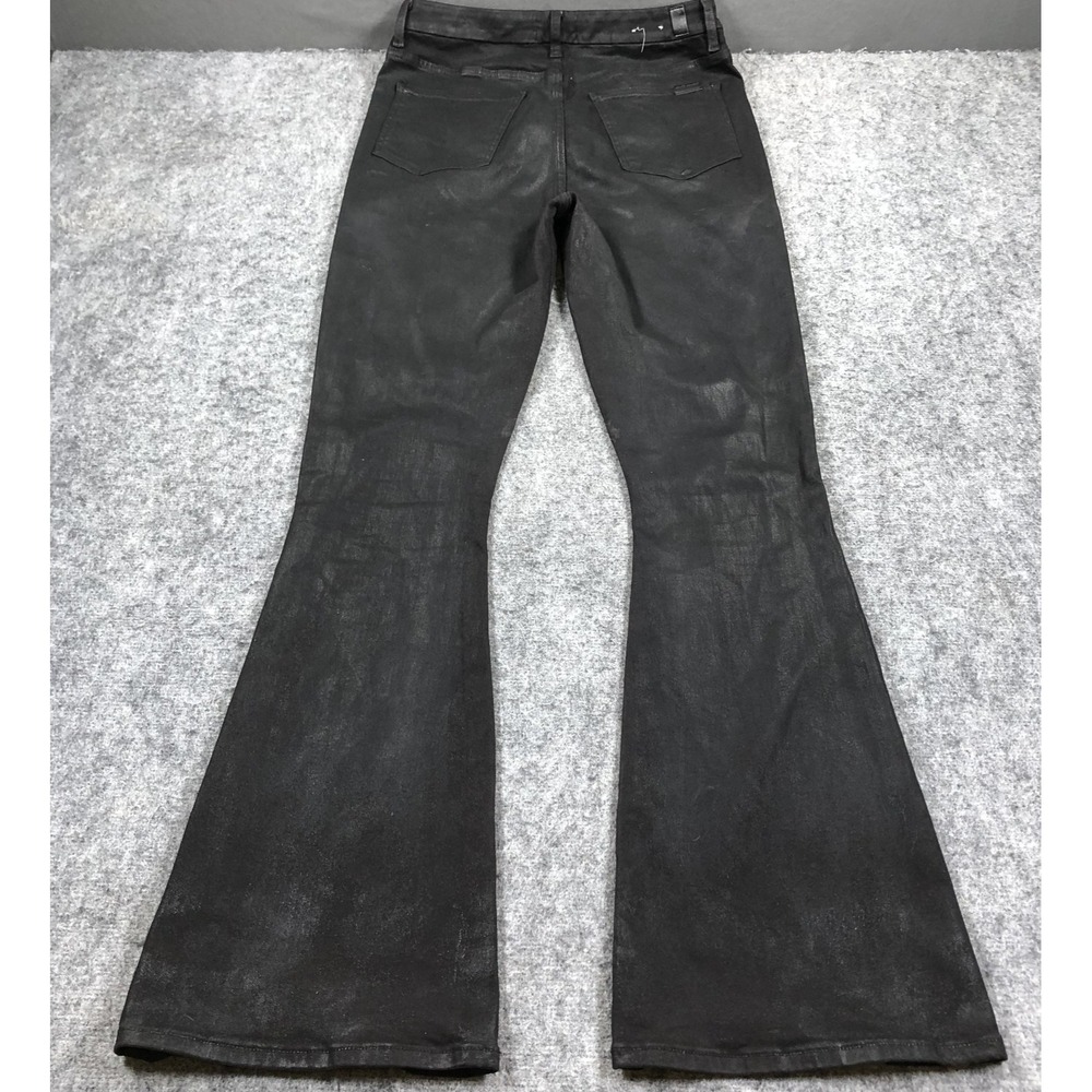 7 For All Mankind Jeans Womens 31 Black High Rise Flare Coated Stretch Denim - Picture 16 of 16